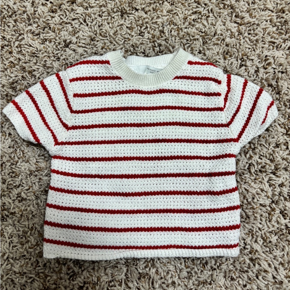 Zara Striped Baby Knit Top - Red and White